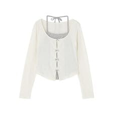 レイヤード風リボンカットソー