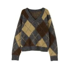 アクリルモヘアアーガイルＶネックプルオーバー