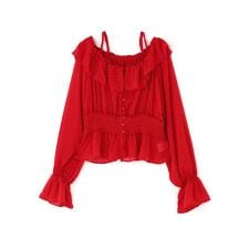 2wayオフショルフリルブラウス