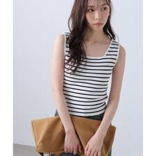 総針スクエアネックタンクニット