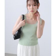 総針スクエアネックタンクニット