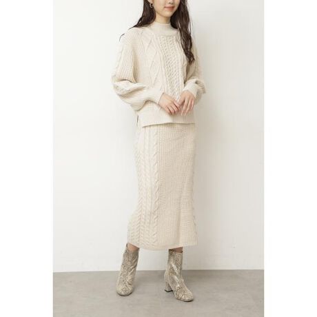 Web完売品ワッペンケーブルニットセットアップ （◇ハイネックケーブル  