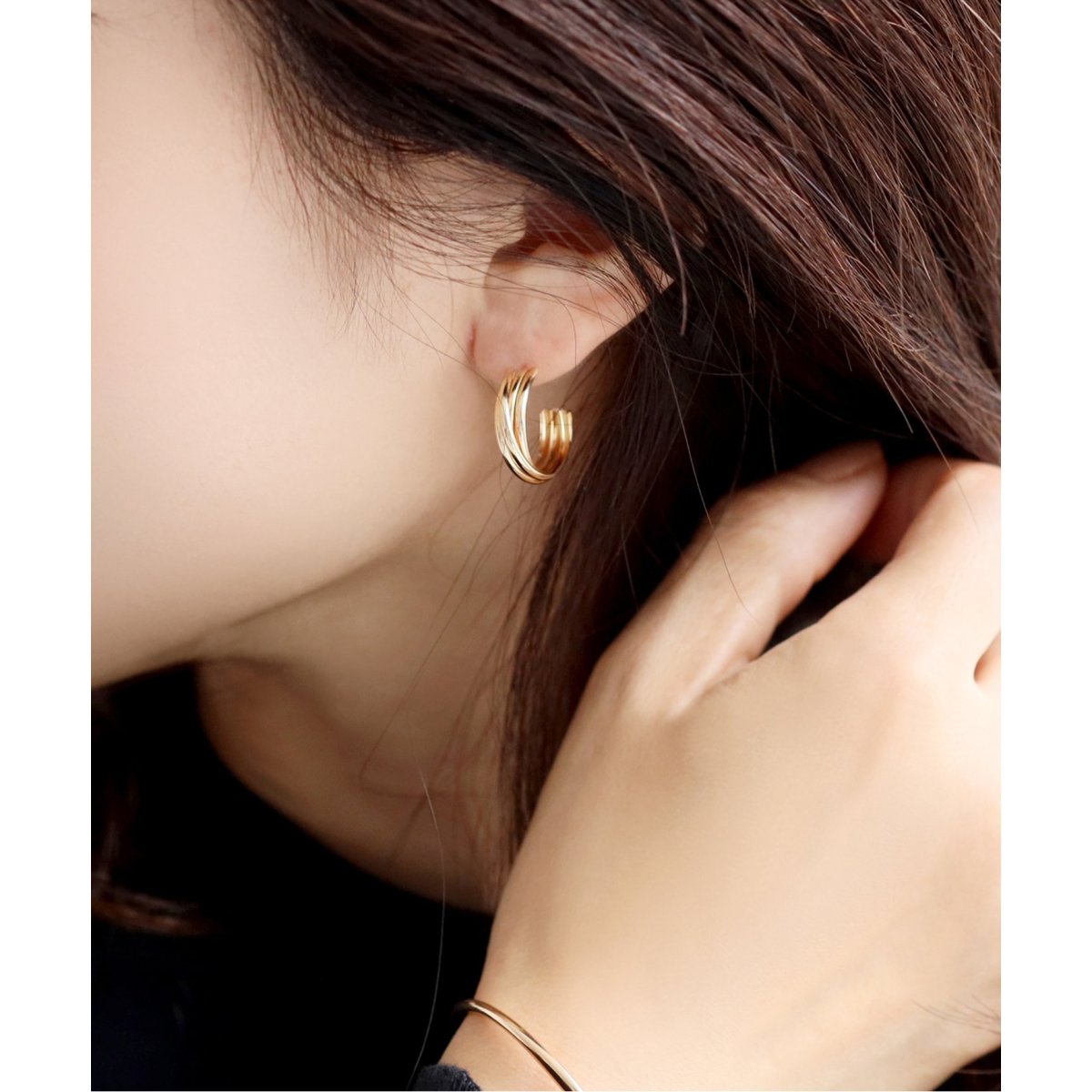 Lilas Cガタボリュームピアス K10 スクリューフープピアス K10 | リラ