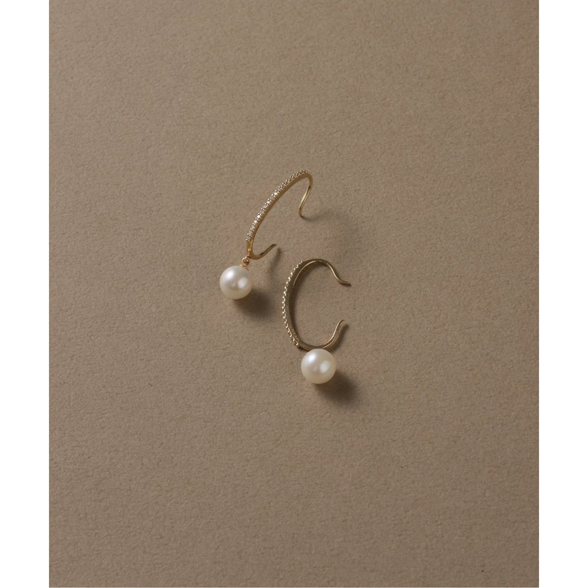 lilas アコヤ1粒ダイヤフープピアスK10