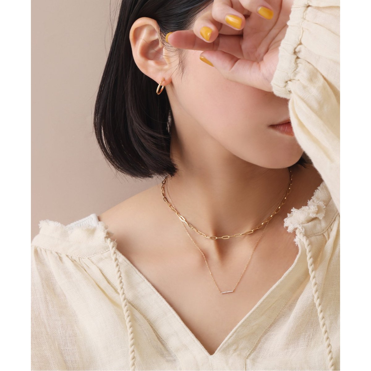 ダイヤ10mmバーネックレス K10 | リラバイスピック＆スパン(Lilas by