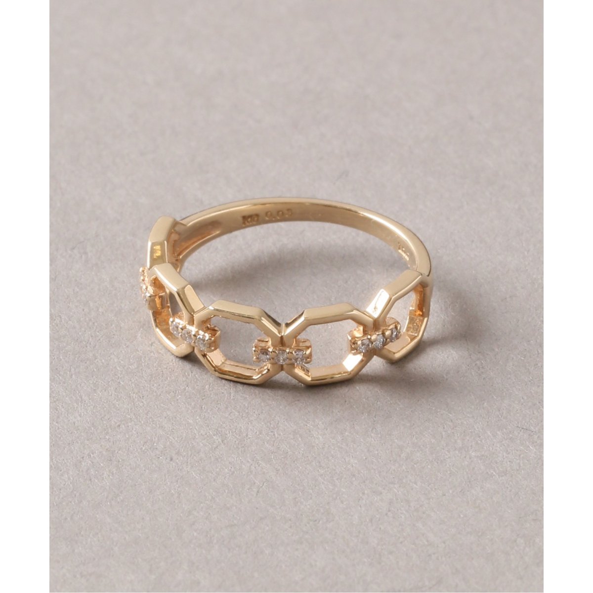 8角ラインモチーフダイヤピンキーリング K10 8角ラインモチーフダイヤピンキーリング K10 | リラバイスピック