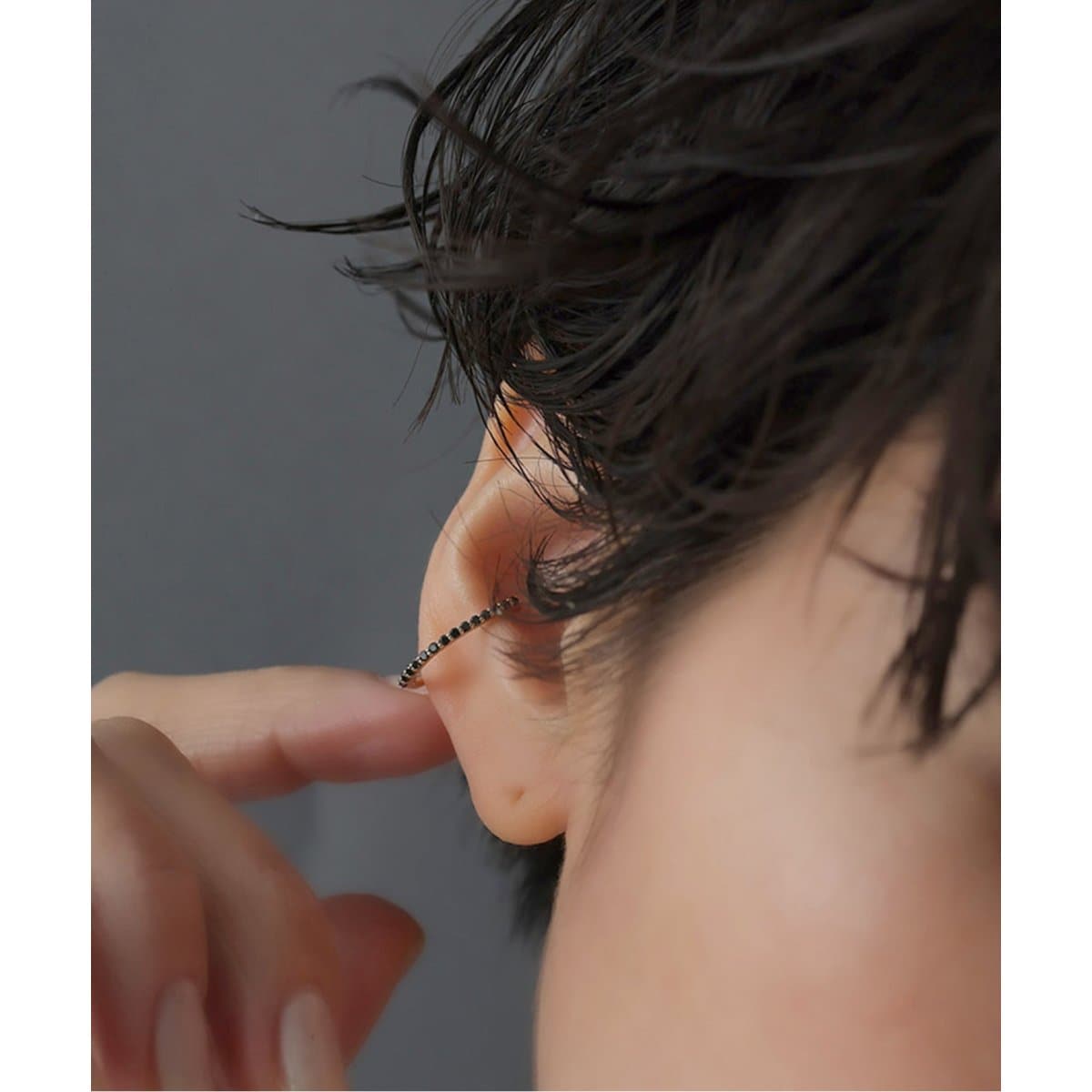 lilas リラ　クロスダイヤUチェーンピアスK10 スピックアンドスパン ダイヤピアスチェーンイヤーカフ K10（片耳）（ピアス（片耳用