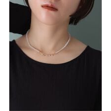 トパーズビーズチェーンモチーフネックレス K10