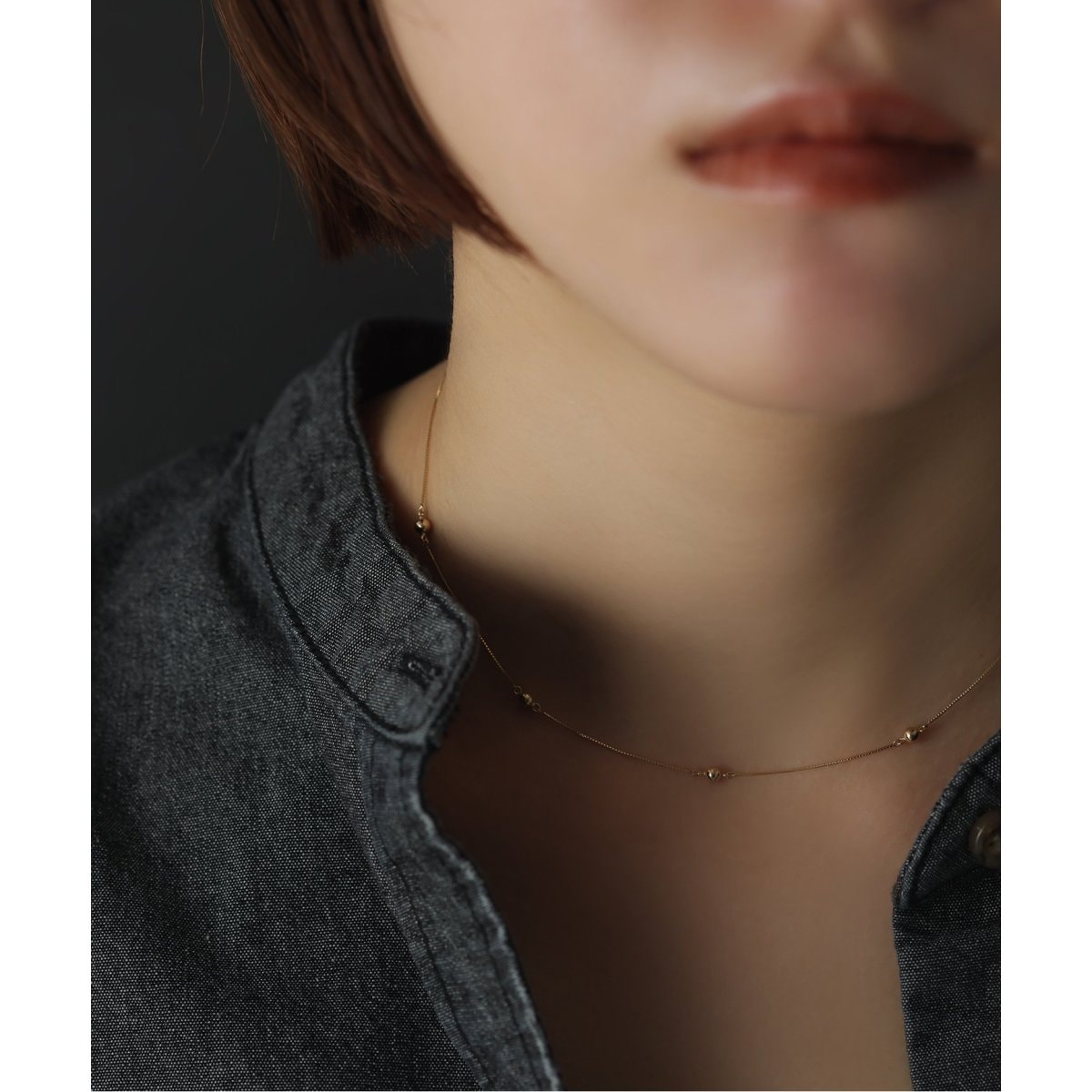 ネコ様専用Lilas ハートカボションオニキス50cmネックレス K10