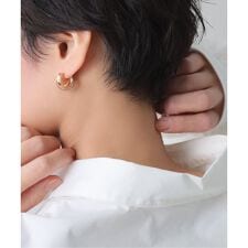 ワイドラインクロスフープピアス K10（両耳）