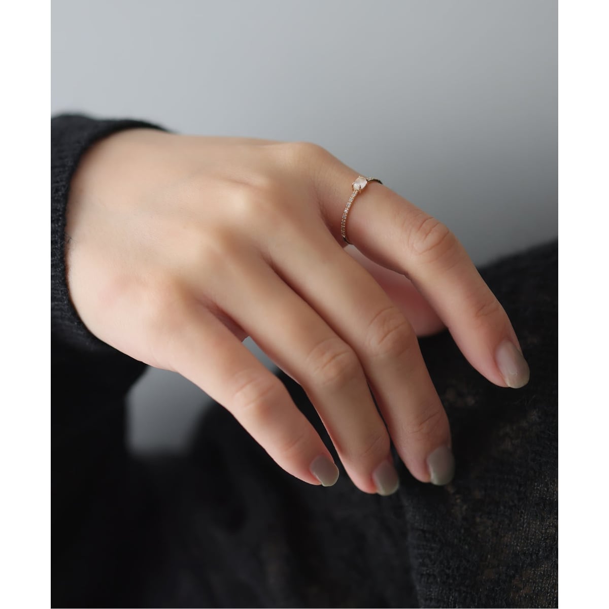 オニキス8角2ラインブラックダイヤリング K10 | リラバイス