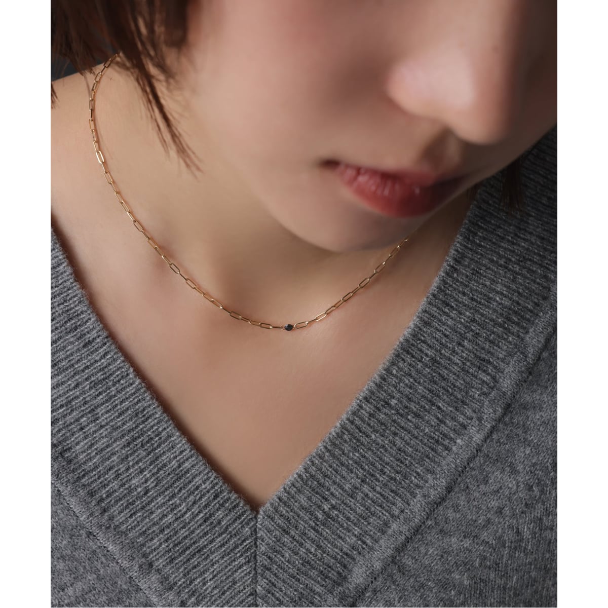 ブラックホールダイヤ1pクリップチェーンネックレス K18 | リラバイス