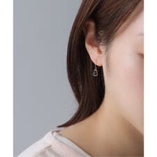 ペアシェイプオニキスフープピアス K10（両耳）