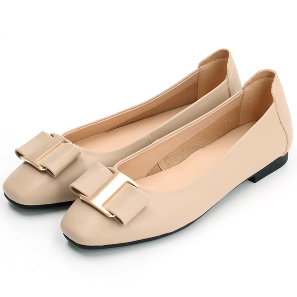 25春夏新作】〔本革〕GRACE AVENUE バックルリボン フラットパンプス