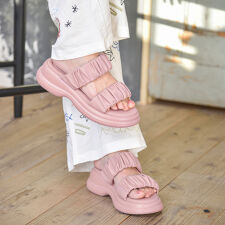 【25春夏新作】〈新色追加〉sesenta パデッド シャーリング ダブルベルト 厚底サンダル