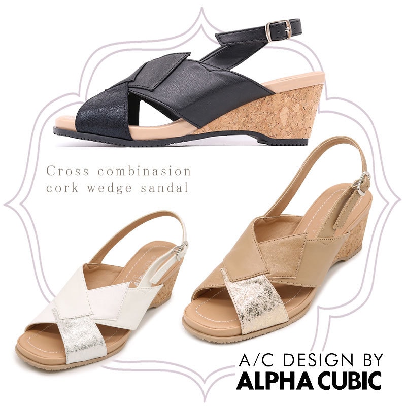 25春夏新作】ALPHACUBIC 異素材コンビ クロスベルト サンダル