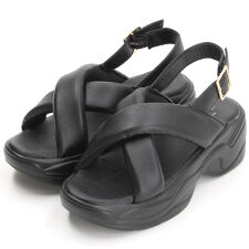 【25春夏新作】Jewel casket パデッド クロスベルト ボリューム サンダル