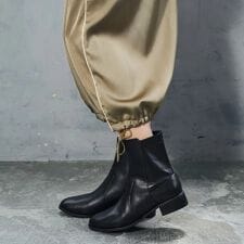 【25秋冬新作】【本革】ソフトレザー バック切り替え ショートブーツ