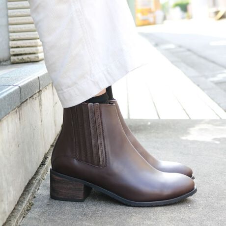 本革 太ヒールサイドゴアショートブーツ グリッターセレクト Glitter Select ファッション通販 マルイウェブチャネル