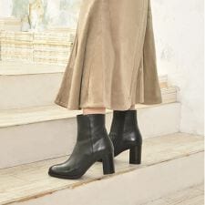 【羊革】チャンキーヒールショートブーツ