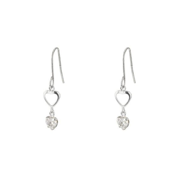 K10 ホワイトゴールド キュービックジルコニア ハート ピアス