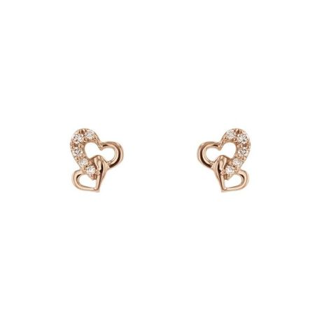 K18 ピンクゴールド ダイヤモンド ハート ピアス | エステール(ESTELLE 