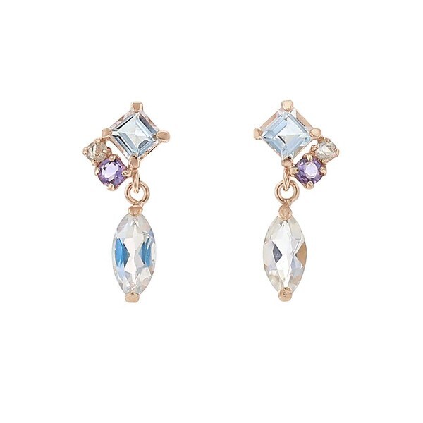 いいネット通販 - 全国送料無料でお届けします ピンクオパール ESTELLE マーキスカット レディース ピアス アクセサリー