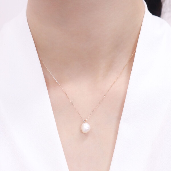 大人気人気 バロックパール K10 イエローゴールド ネックレス 真珠