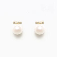 6月誕生石 K10 イエローゴールド あこや真珠 ピアス