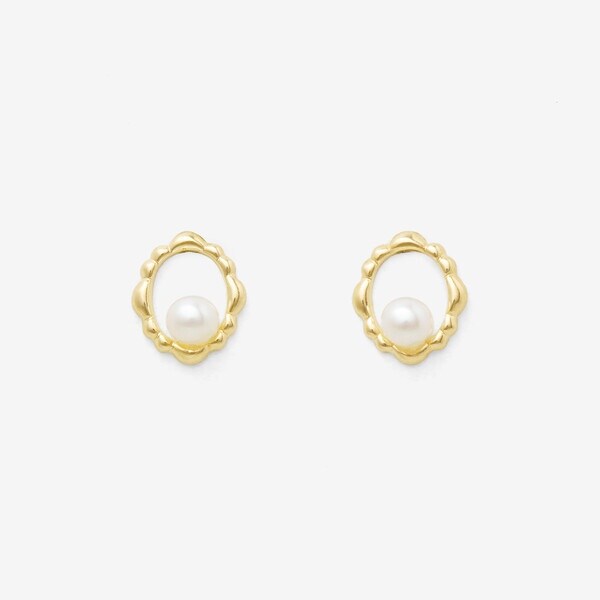 6月誕生石 K10 イエローゴールド あこや真珠 しずく ピアス