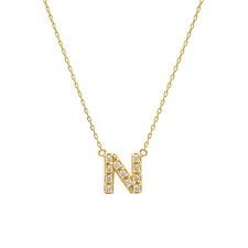 【WEB限定】K10 イエローゴールド ダイヤモンド イニシャル ネックレス（N）