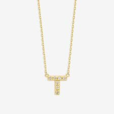 エステール(ESTELLE)の【WEB限定】K10 イエローゴールド ダイヤモンド イニシャル ネックレス（T）