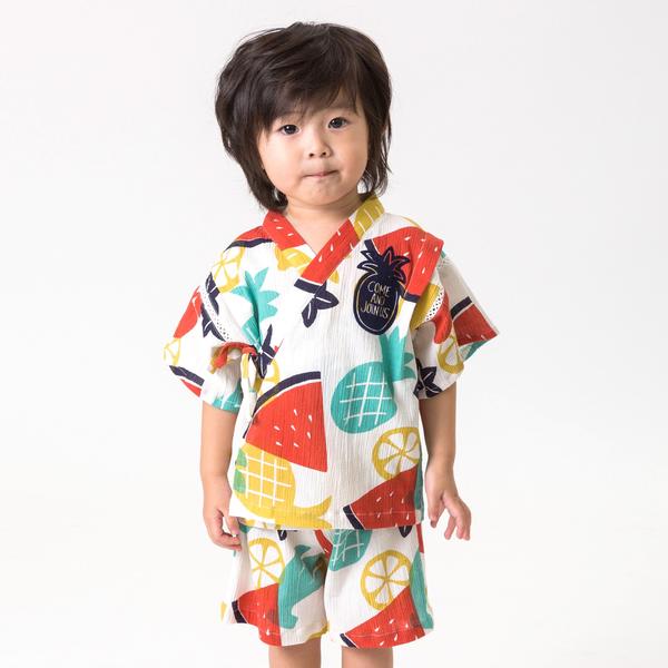 フルーツ柄ピンクストライプ120甚平