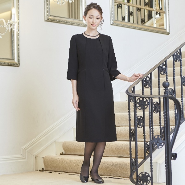 ブラックフォーマル】ロングジャケットとワンピースのアンサンブル