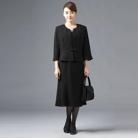 夏用ブラックフォーマル】2Pスーツ風サマーフォーマルワンピース/喪服  