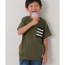 【キッズ】ニットボーダーポケTシャツ（100?160cm）