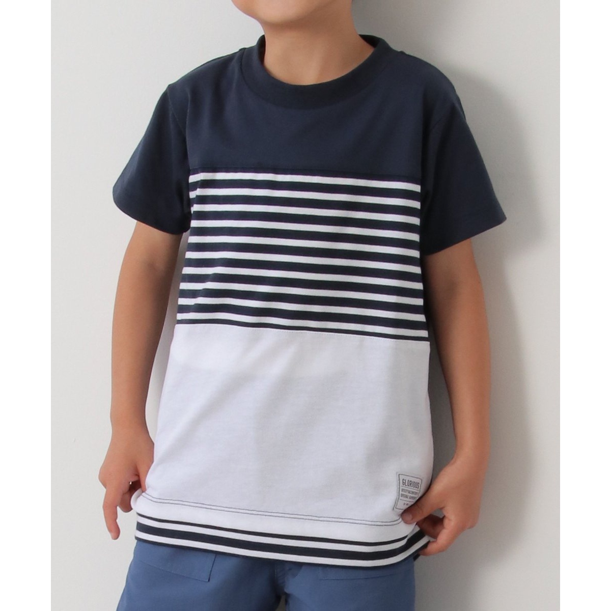 キッズ】ボーダー切り替えフェイクTシャツ（120?160cm） | イッカ(ikka