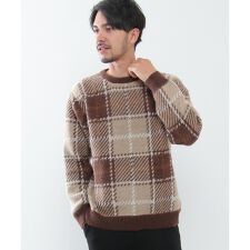 【洗える】タータンチェックニットプルオーバー