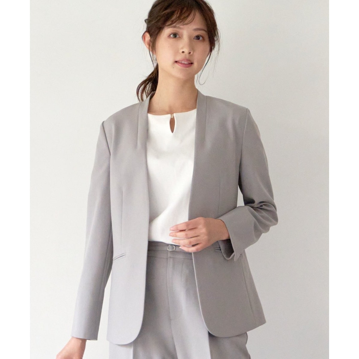 smart+ikika リネンライクVエリ ジャケット L セットアップ対応】リネンライクV襟ジャケット | イッカ(ikka