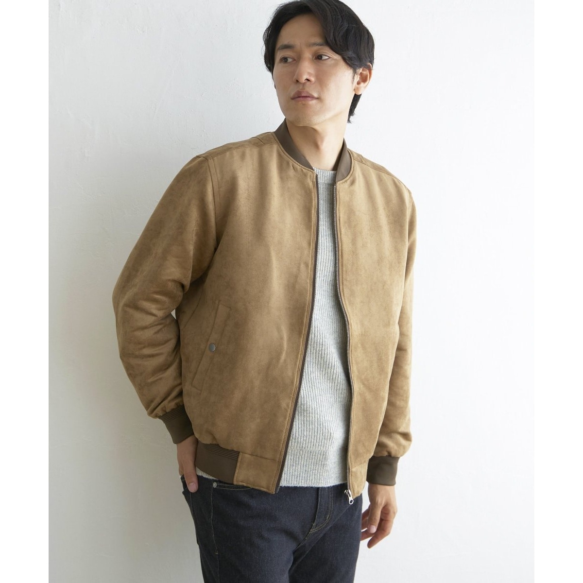 UNTITLED フェイクスエード ブルゾン　ナチュラル　02M NEWYORKER｜フェイクスエード ジップブルゾン | Rakuten Fashion