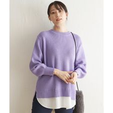 裾レイヤードニットプルオーバー