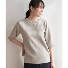 ふくれジャガード5分袖プルオーバー