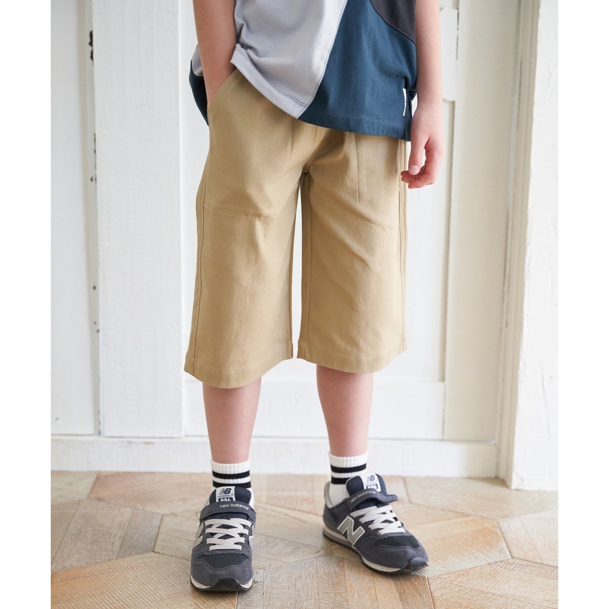 【親子コーデ】6.5分丈ストレッチイージーパンツ（120?160cm）