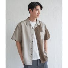 イッカ(ikka)のリネンライク切り替えオープンカラーシャツ