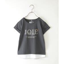 【親子コーデ】裾レイヤードロールアップロゴTシャツ（120?160cm）