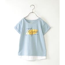 【親子コーデ】裾レイヤードロールアップロゴTシャツ（120?160cm）