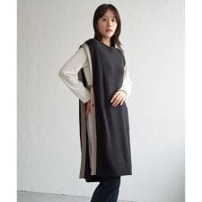 【2点セット】サイドボタンニットベストセットワンピース
