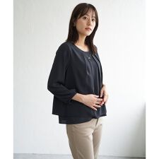 ネックレス付き裾2段ブラウス
