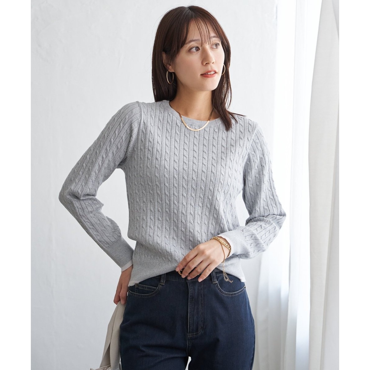 OHGA オーガSHINY ラメニット シルバー グレー 半袖セーター　新品 OHGA オーガSHINY ラメニット シルバー グレー 半袖セーター 新品