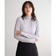 ハイネックテレコ長袖プルオーバー